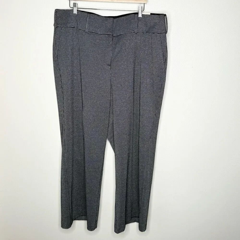 Lane Bryant The Perfect Drape Wide Leg Houndstooth Black White Glitter - Women’s